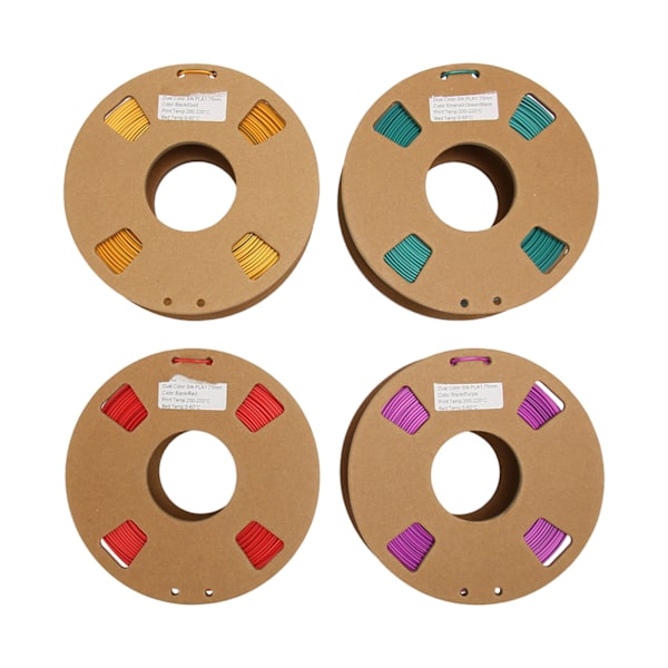 4 stk 3D-printerfilament Dual Color 1,75 mm 8,8oz Nettovægt 200 til 220 Celsius PLA-filament til 3D-påfyldningsudskiftning