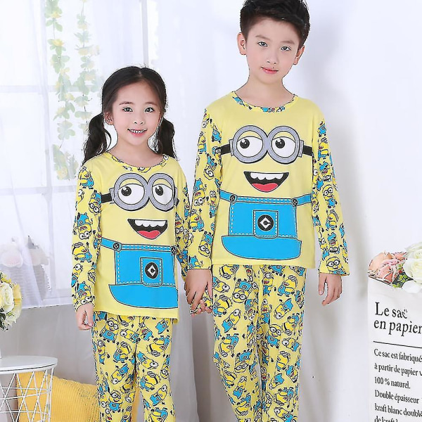 Tecknad Pyjamas Set Barn Flicka Pojke Lång Pyjamas Pjs Sovkläder Nattkläder Minions 3-4 Years