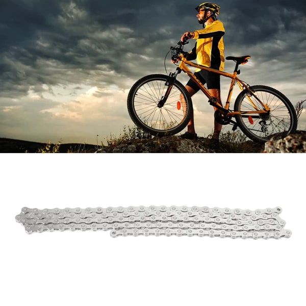 Cykelkæde, anti-interferens legeret stål 10 hastigheder variabel hastighed (sølv)
