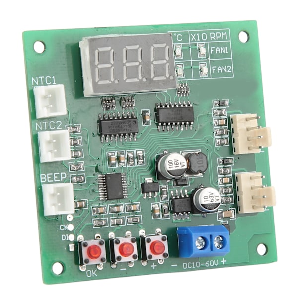 DC10‑60V 2-kanals 4-tråds blæser PWM Temperaturhastighedsregulator Regulatormodul Interne blæserkomponenter