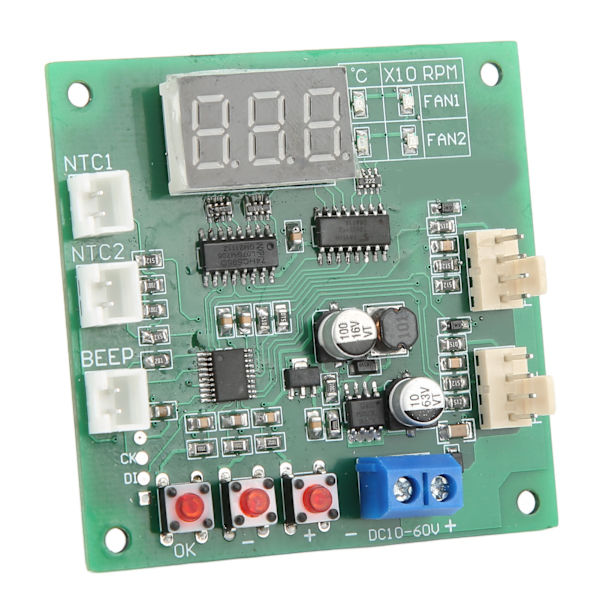 DC10‑60V 2-kanals 4-trådsfläkt PWM Temperaturhastighetsregulator Regulatormodul Interna fläktkomponenter