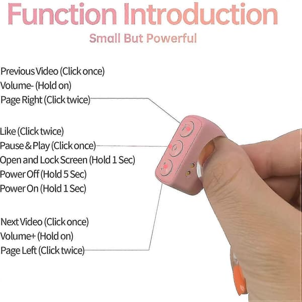 Fingertupp Bluetooth-fjernkontroll, trådløs sidevender med ladeetui kompatibel med iPhone Android iPad mobiltelefon