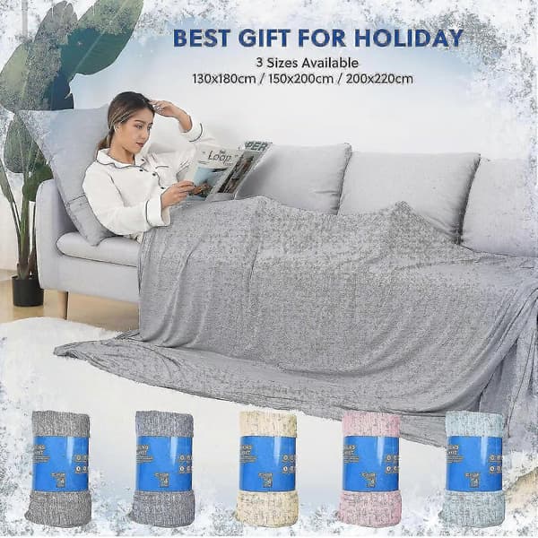 Japansk Arc-Chill køletæppe til nattesved, dobbeltsidet let sommertæppe med Q-max>0,45 Grey 200x220cm