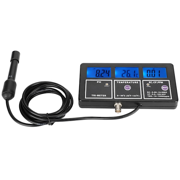 Vandekvalitetsmonitor Multiparameter PH EC CF TDS Temperaturmåler EU 230VAC 50Hz
