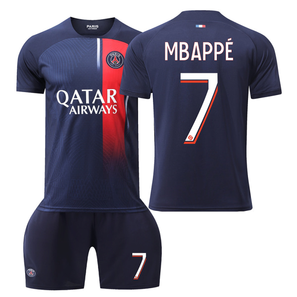 23-24 Paris hemmafotbollströja nr 30 Messi 7 Mbappe 10 Neymar 99 Donnarumma ny tröja toppar och byxor L NO.7
