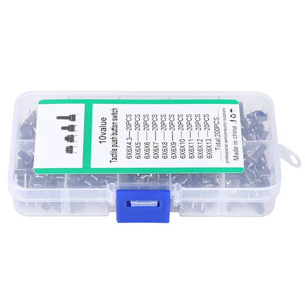 200st Tact Switch Kit Industritillbehör Hårdvarudelar 10W Flick Interrupter Kits200PCs