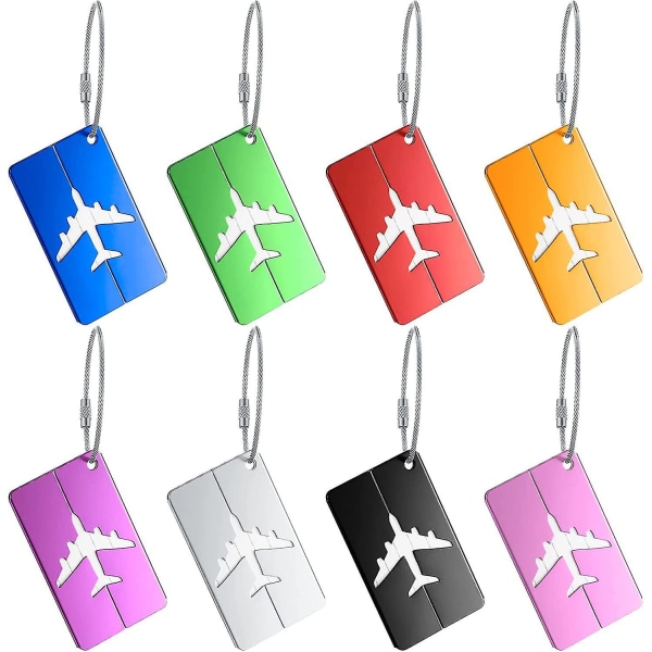 8 stk metall bagasjemerke, bagasje reisemerke, koffertmerke med navn Adresse Telefon E-post Tag