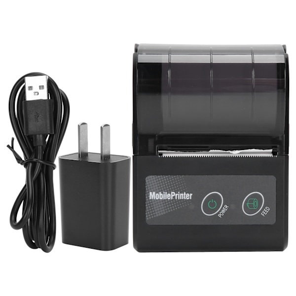 Bluetooth termisk kvittoskrivare Bärbar Ticket Pass Bill Mini Label Machine 100‑240VUS Plugg