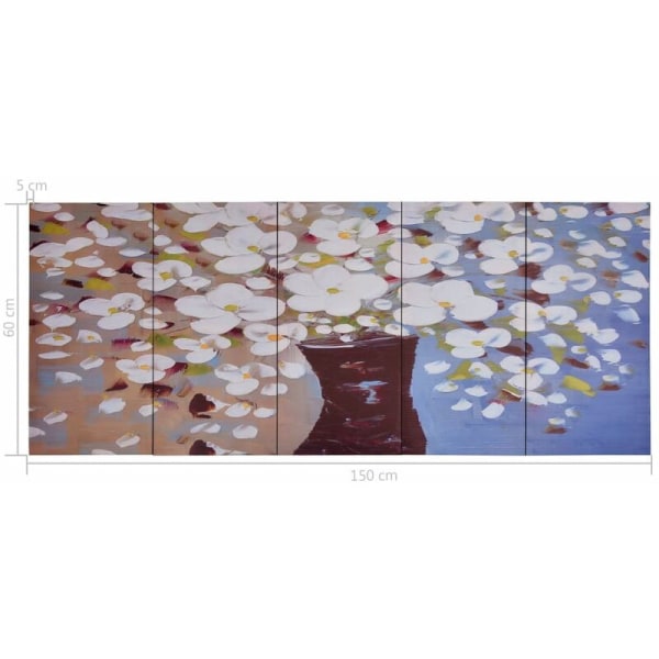 Canvas målarspel Blommor i vas Flerfärgad 150x60 cm