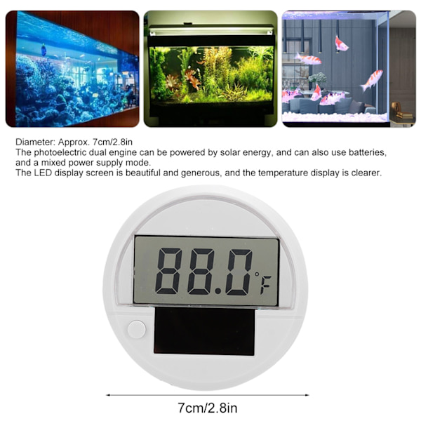 Fisktanktermometer Extern LED-akvarium Högprecisionstemperaturmätare Sänder solenergi digital display