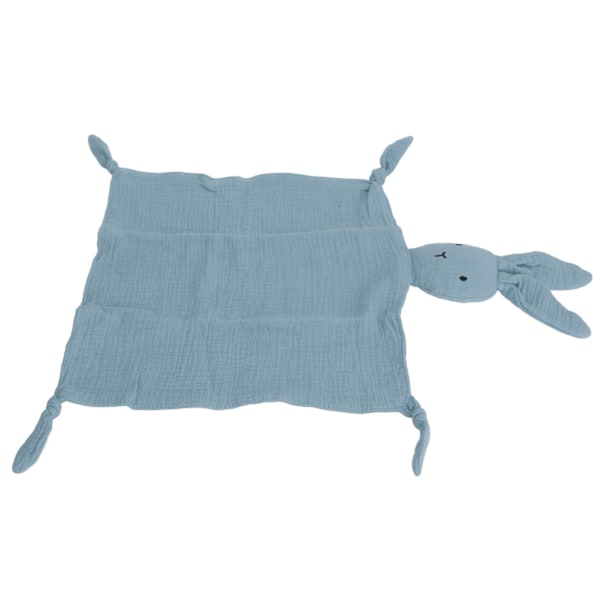 Bunny Lovey Filt Bomulls Muslin Myk Pustende Rolig Håndkle Bunny Baby Sikkerhetsteppe Blå