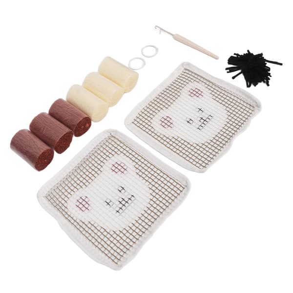 Latch Hook Kit Koppunderlag DIY Sett Nydelig Bjørnemønster Hjemmedekorasjon for Håndverk