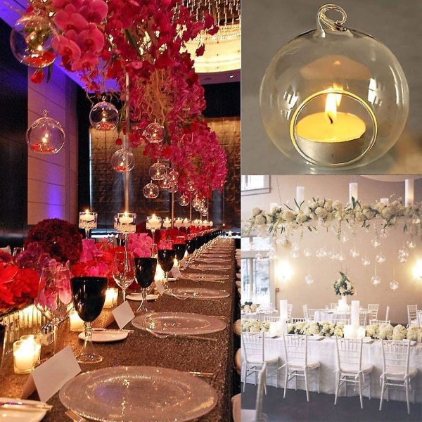 6x hängande teljusstake i akryl, romantisk dekoration med levande ljus Bröllopsrestaurang, heminredning akrylboll, jul-/födelsedagsdekoration