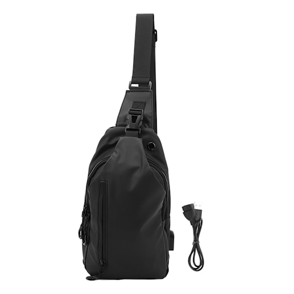 Män Outdoor Bröstpack Nylon Avtagbar Svart Sling Bröst Axelväska för Vandring Cykling Affärer