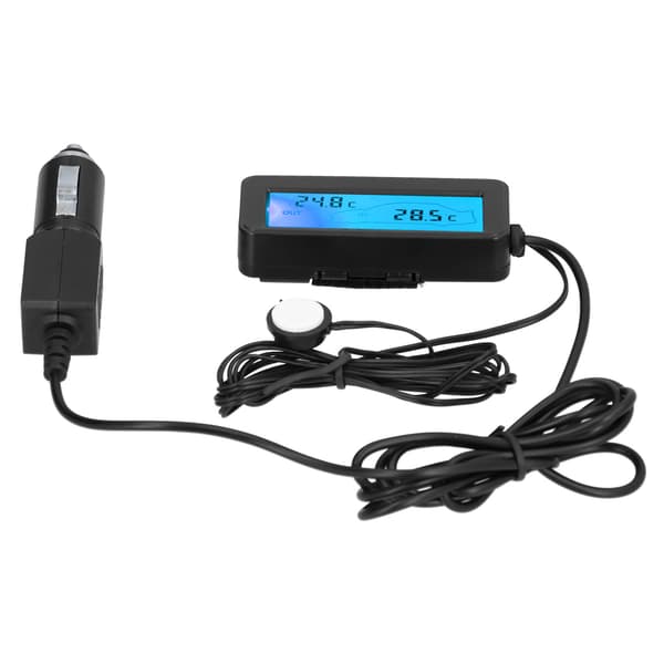【NX】Mini Termometer Elektronisk Temperaturmåler med LCD-display DC12V til Bil Indendørs Udendørs Blå