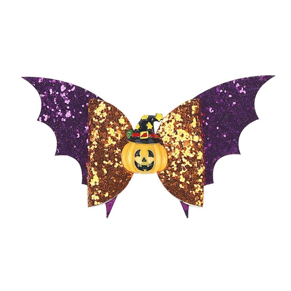 2 pakkauksen kaksikerroksiset Bat Wings -hiusklipsit, söpöt kurpitsanpääelementit, lisää lomaa Purple Orange