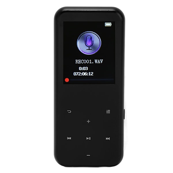 1,8 tommers MP3-spiller Bluetooth 5.0 Støtte for FM-radio E-bok HD støyreduksjon 16GB Flashminne Musikkspiller for Sport Svart 32GB minnekort
