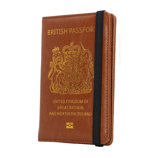 UK Passikorttikotelon ruskea turvallinen vedenpitävä antimagneettinen PU-nahkainen passikansi matka-, liike- ja ulkokäyttöön