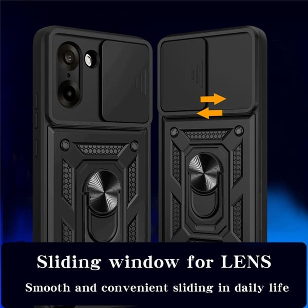 OnePlus Nord CE5 Armor Metal Ring Camera Slider Case - Black Svart black
