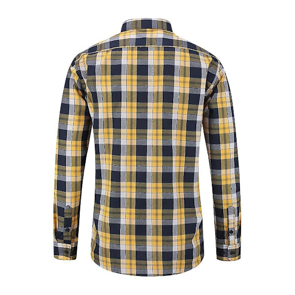 Ternet Skjorte til Mænd, Casual, Knapper, Langærmet, 3XL, Gul, Blå, Hvid
