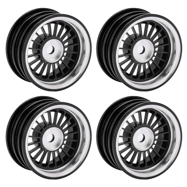 4 st Aluminiumfälgar för Axial SCX24 1/24 Fjärrstyrd Bil Diameter 26,5 mm/1,0 tum Hjulhex 7 mm/0,28 tum Svart
