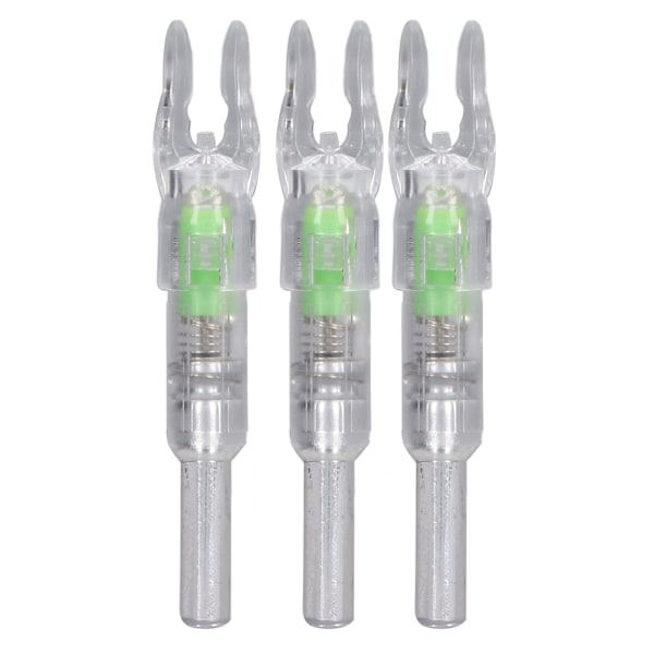 3 stk Lysende Nocks for Piler Automatisk Belysning 6,2 mm Indre Diameter Pil Sjakt Lysende Pilhale for Utendørs Grønn