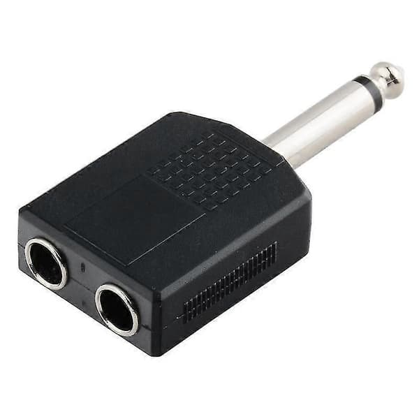 6,35 mm lyd Y-splitteradapter, han til dobbelt hun stereostik, 2-pak sort