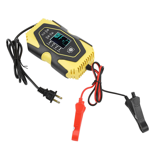 Automatisk Batterilader Intelligent Digital Display Opladningshukommelse Funktion til Biler Motorcykler 100-240V US Stik