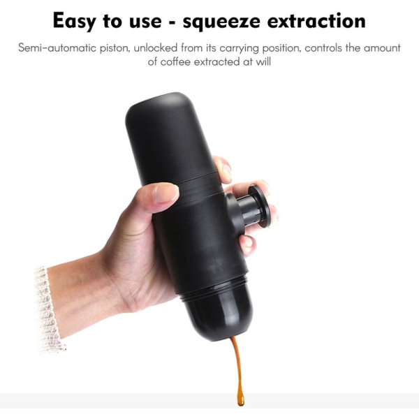 Manuell håndpresse kaffetrakter Utendørs bærbar mini kaffekopp, modell: svart