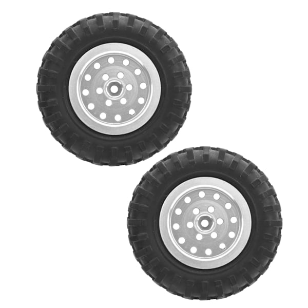 55 mm/2,2 tum RC lastbilsdäck med skruv Aluminiumlegering Gummi Antisladd för WPL D12 1/10(Silver S)