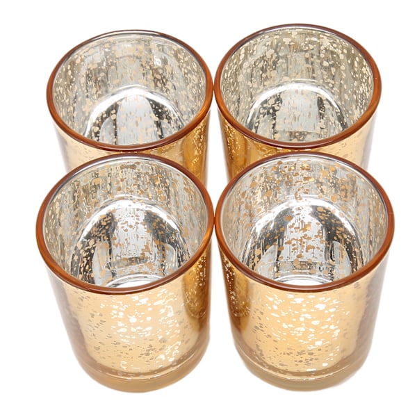 12 stk. votivlysestaker gullfarget prikkete retro tykkere glass telysholdere for fest bryllup helg