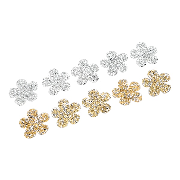 10 STK Rhinestone Applikation Patches Gul Silver Strass Blomform Patches Blommor DIY Handgjorda Patches för hatt