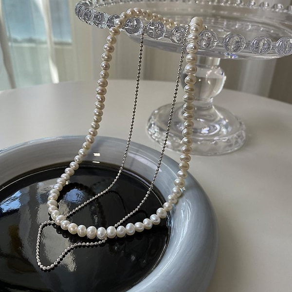 Pearl Kaulakoru Miesten Yksinkertainen Käsintehty Strand Bead Kaulakoru Uusi suuntaus