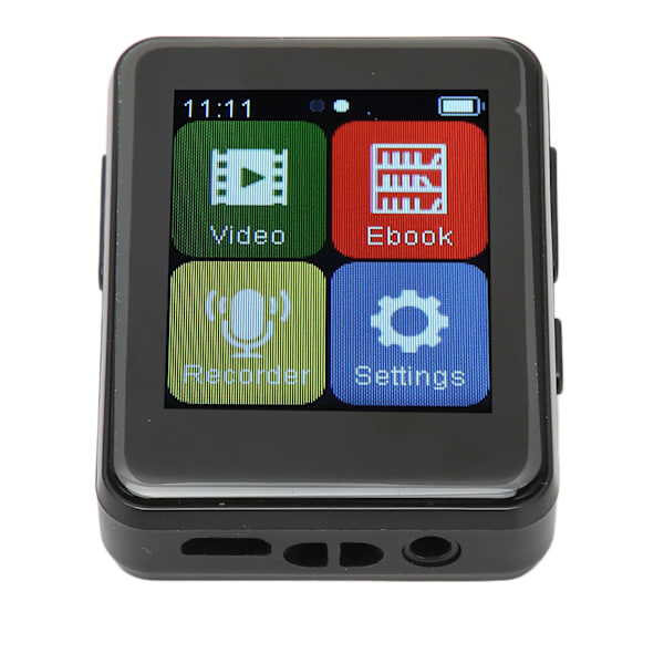 MP3-spiller Bluetooth 5.0 Intelligent HD Støyreduksjon FM-radio E-bok 1,8 tommers full berøringsskjerm MP3-spiller Svart 32 GB minnekort