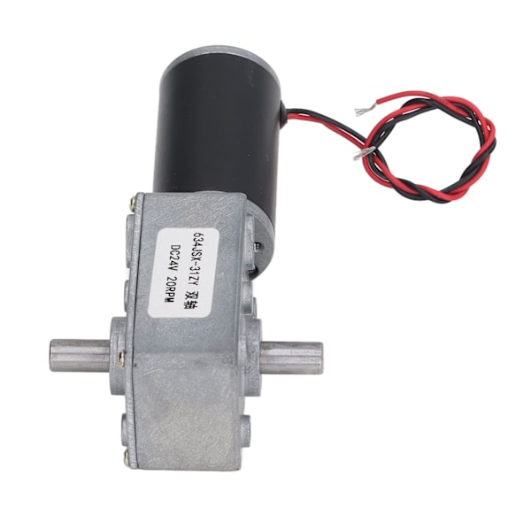 Gearmotor DC 24V Hastighedsreduktion Selvspærrende Dobbelaksel Reversibel Snekkegear Motor 20 RPM