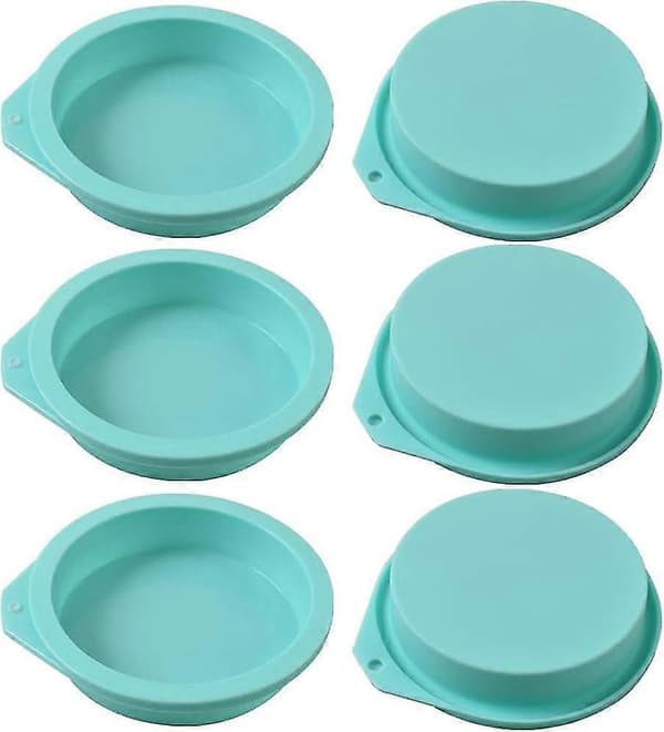 Runde silikonkakeformer, 6-pakning nonstick-silikonformer for baking, kake,^ccgv