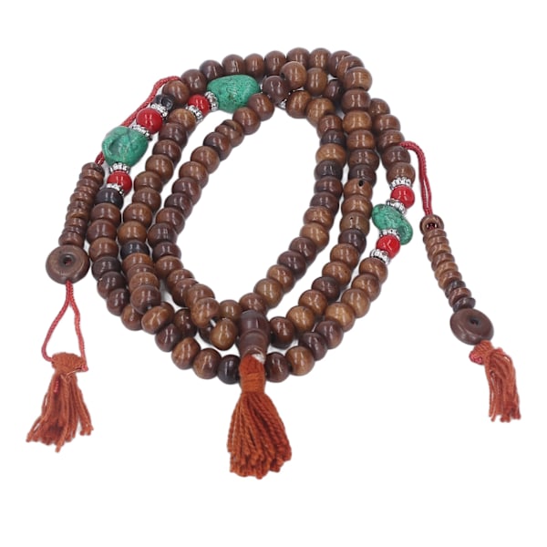 Buddhistiske Bedekrans 108 Perler Yak Ben Etnisk Stil Mørk Bærbar Rosenkrans Meditation Yoga Rosenkrans Halskæde til Healing