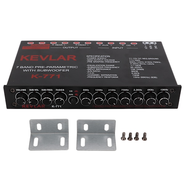 Bilstereo grafisk equalizer Universal lavpas 7-bånds variabel forstærkningsjustering High Level Input EQ til stereosystem