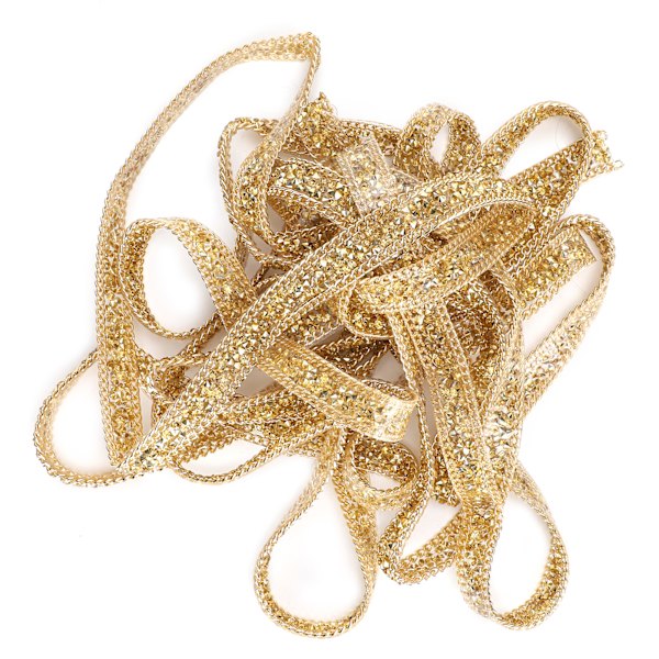 5 Yards Strassband Kristall Mesh Rulle Wrap Plast Hantverksdekorationer 1,5cm Gyllene