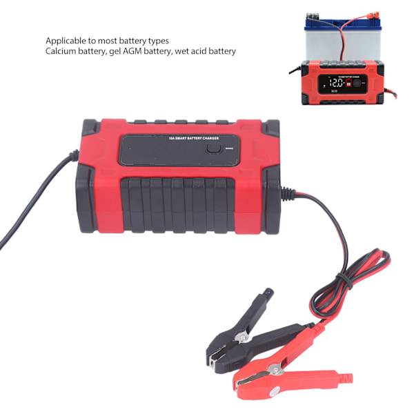 Bilbatterilader 12V 24V til Calcium Gel AGM Wet Acid Stor Skærm Intelligent Reparation Bærbar AC100~240V US-stik
