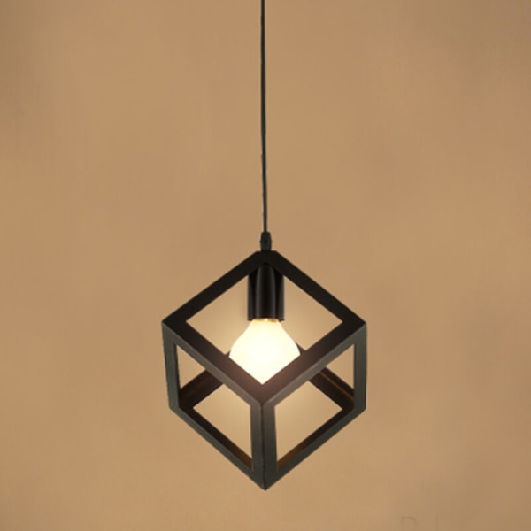 YIDOMDE taklampa, svart ljuskrona lampskärm Modern kubformad metalllampa, industriell taklampa