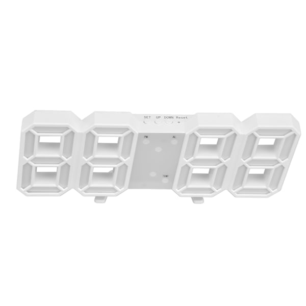 Digital Väggklocka Modern Design Temperatur Display Larm Funktion Ljudkontroll Auto Sleep LED Väggklocka Vit Skal Blå Ord