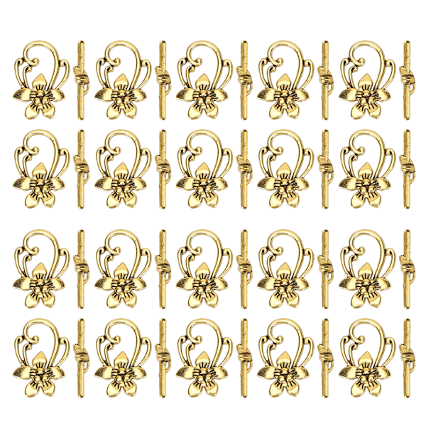 20 sett Armbånd Toggle Spenne Gull Retro Legering Blomform OT Spenne Smykketilbehør