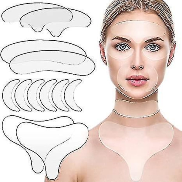 Chest Wrinkle Pads Set - 11pcs Silicone Anti-Wrinkle Patches for Decollete