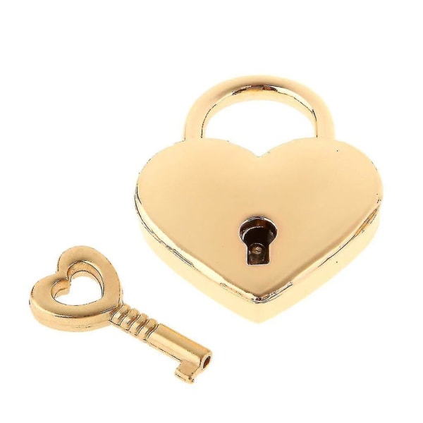 Minilukko avaimella korurasiaan säilytyslaatikon päiväkirjakirja, pieni metallinen sydämenmuotoinen riippulukko, 2 kpl pakkaus, kultaa
