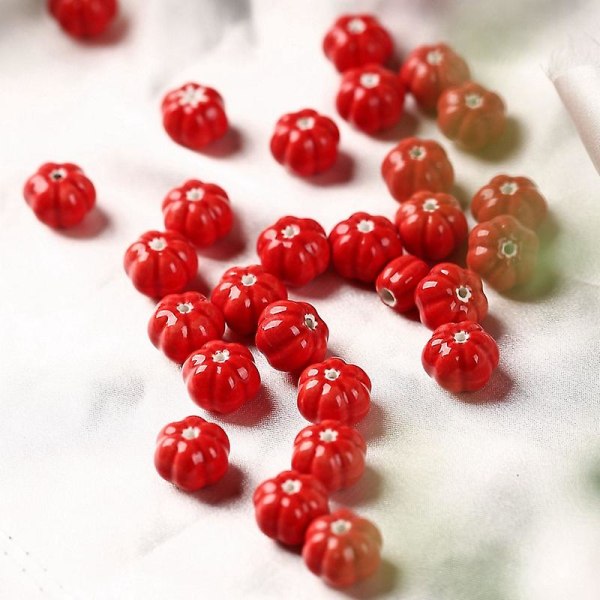 Græskarperler DIY løse perler vævet armbånd halskæde materialer red 20 pieces