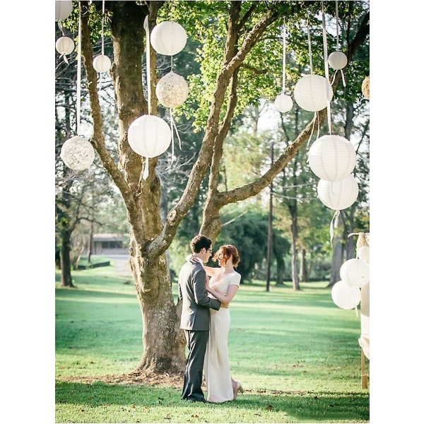 5 stk hvite runde papirlanterner silkepapir lamper dekor hengende lampe dekorasjon til bursdag bryllupsfest 8inch