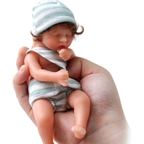 6-tums Mini Reborn Dolls Mjuk silikon babydocka Miniatyr Reborn bebisar med kläder naturtrogna babydockor