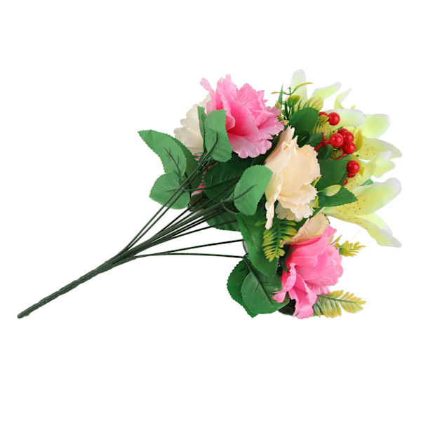 Konstgjord Lily Pion Bukett Simulering Falska Blommor Hem Blomsterarrangemang Bukett för födelsedag Bröllop Rituell dekoration