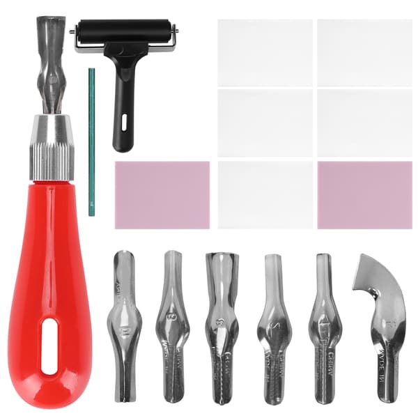 【NX】Gummi Carving Kit Stämpel Block Making Set Printmaking Printing Art Craft with Cutter Tools